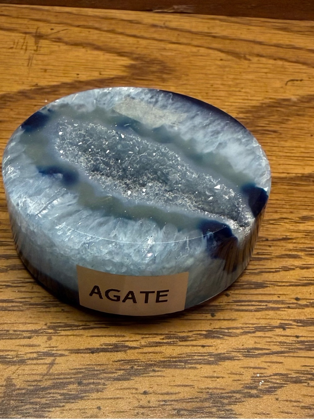 Blue Agate Geode Sculpture Decorative Stone